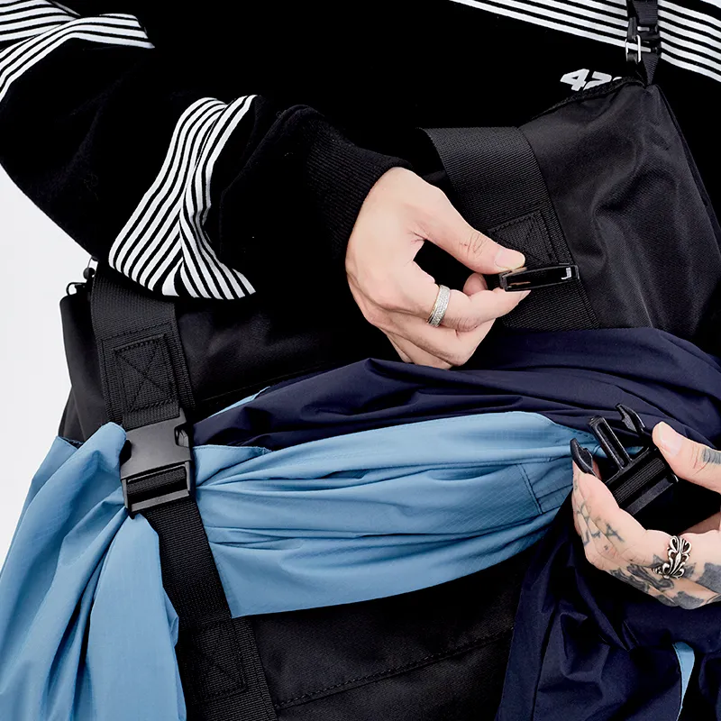 MYEDITION Travel Bag, Handbag, Shoulder Bag Nylon Fabric Black Unisex-9