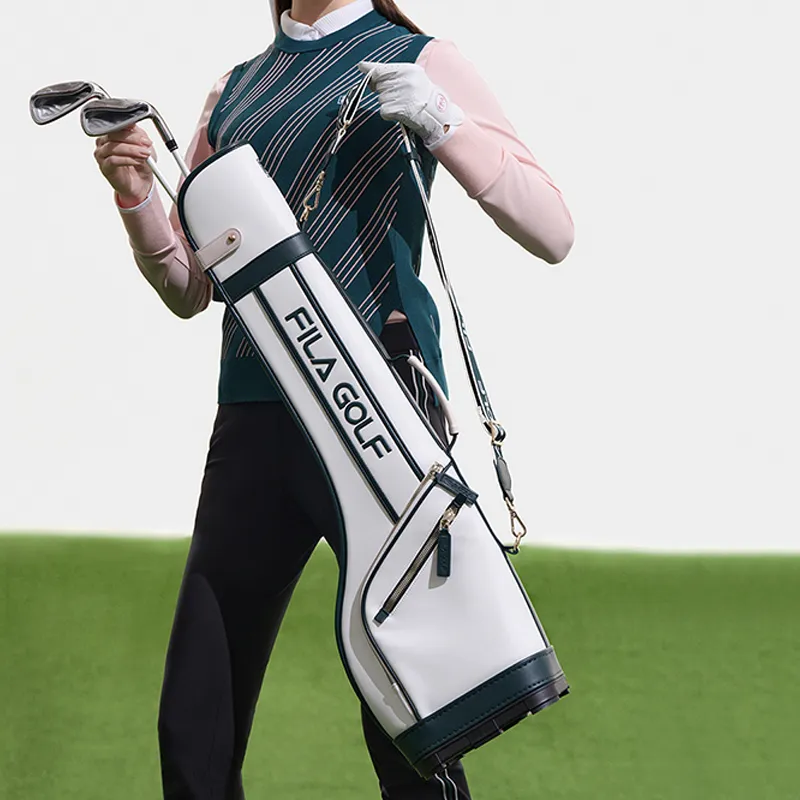 FILA PU Golf Bag With Club Head Cover Equipment Bag Shoulder Bag Crossbody Bag Regular Women's White-6