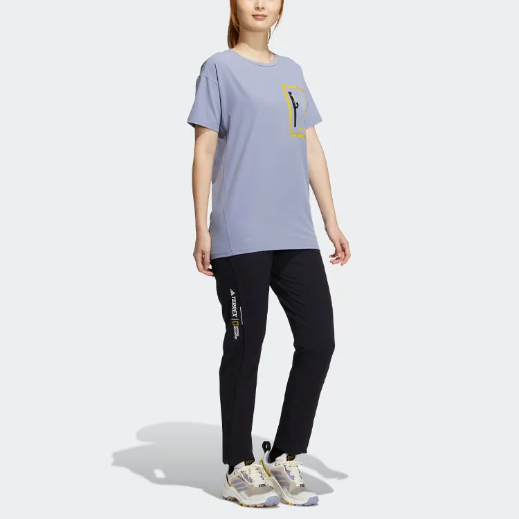 Adidas T Shirts Women's Silver Gray Violet-4