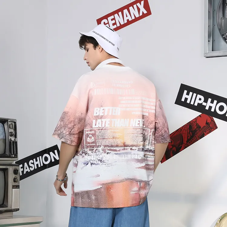 GENANX T Shirt Unisex Orange Pink-4