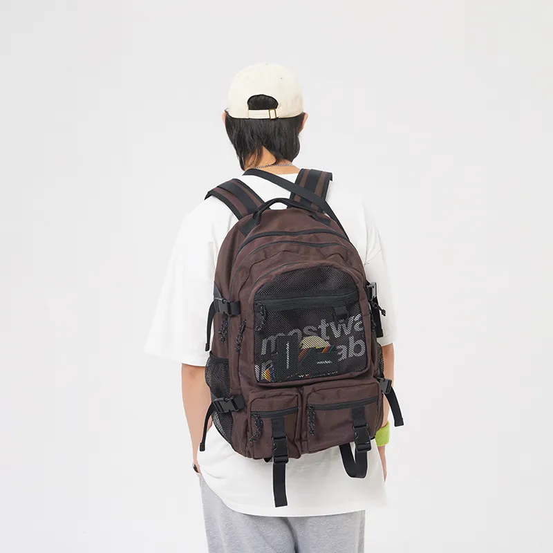 MostwantedLab Polyester Backpack Large Size Unisex Dark Brown-4