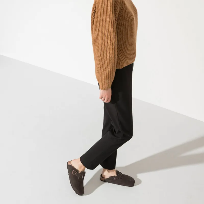Birkenstock Boston Shearling Suede Shoes 'Mocha'-5