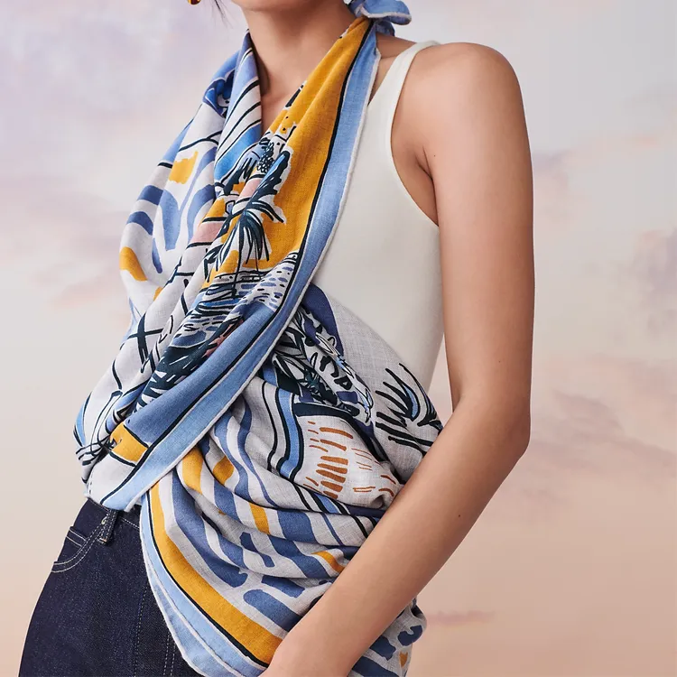 HERMES Rayures D Ete Shawls Unisex-1