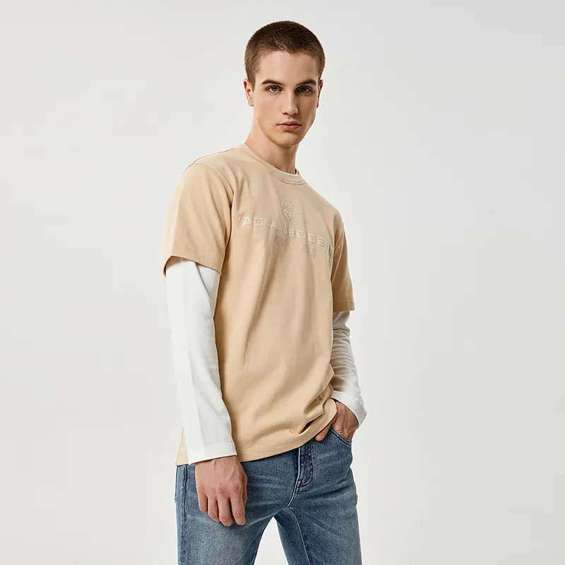 23R+ Straight Long Sleeved T Shirt Men's Apricot-4