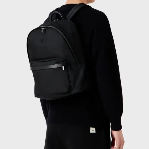 EMPORIO ARMANI Logo Plaque Zipped Backpack
