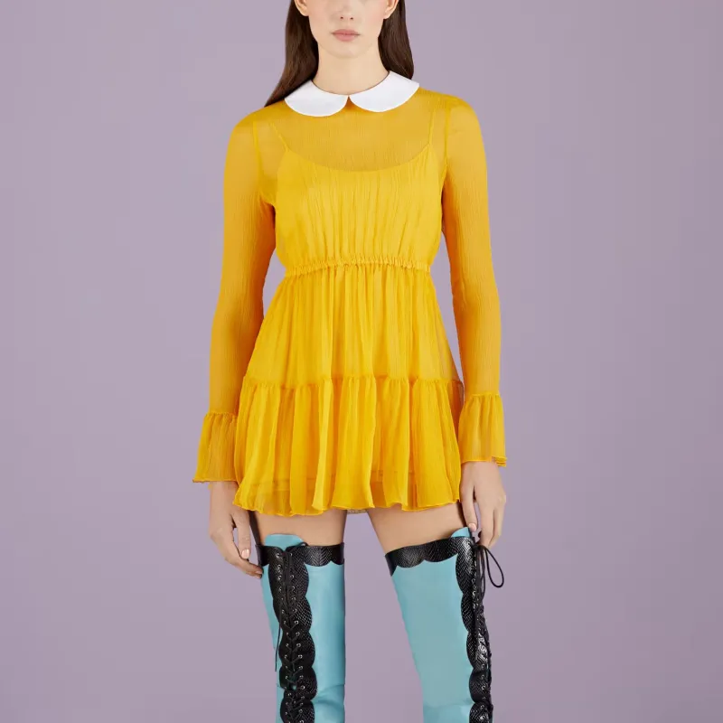 GUCCI Ruffled Hem Chiffon Dress-2