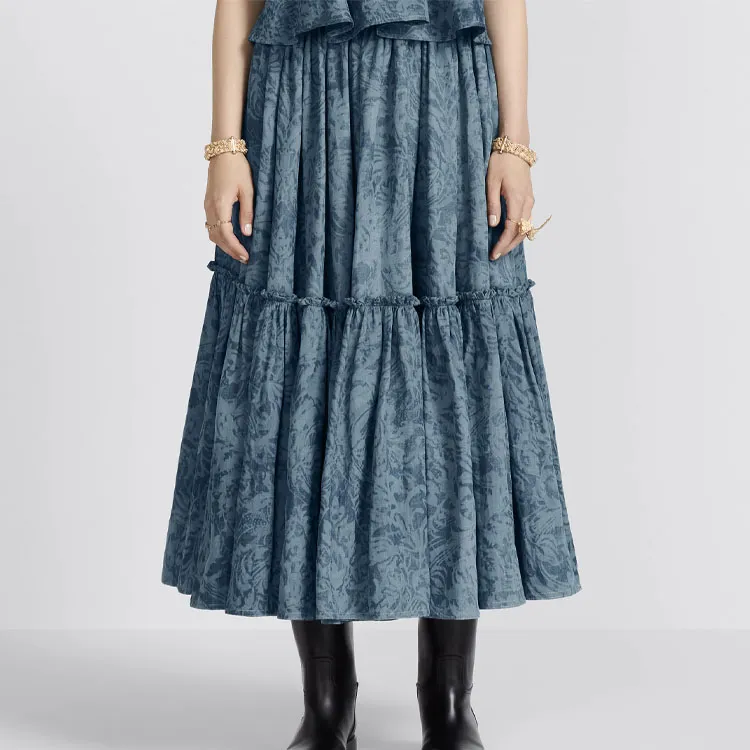 DIOR Casual Long Skirts Women's Blue-2