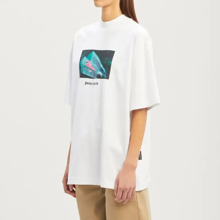 PALM ANGELS Miami Graphic Print T Shirt White-4