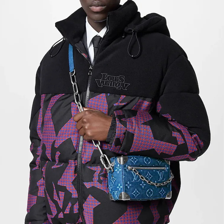 LOUIS VUITTON SOFT TRUNK Cow Leather Box Bag Handbag Shoulder Bag Crossbody Bag Mini Men's Blue-5