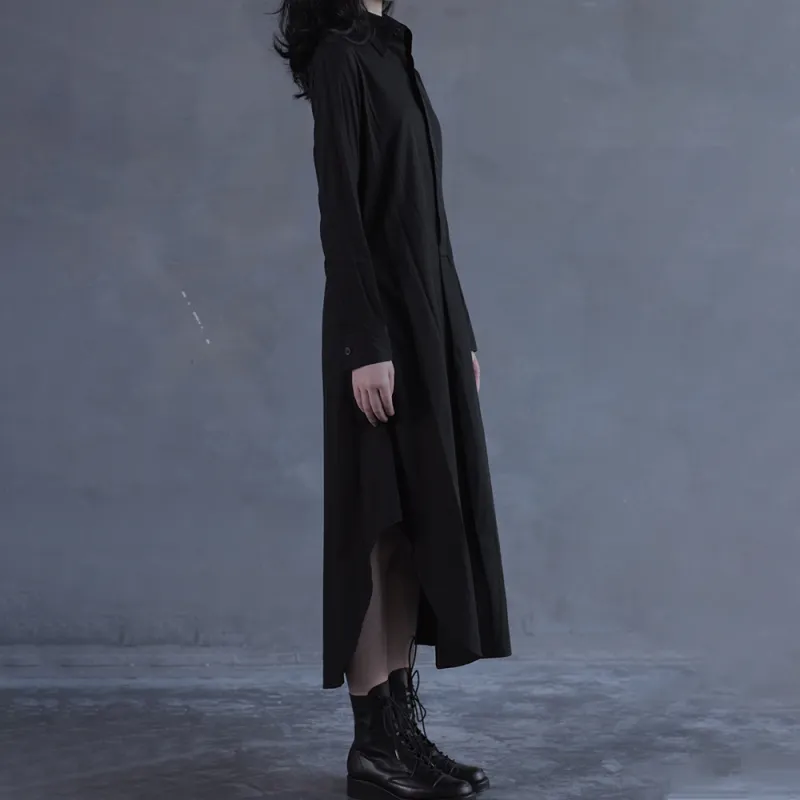 Yohji Yamamoto Long Sleeved Dresses Women's Black-4