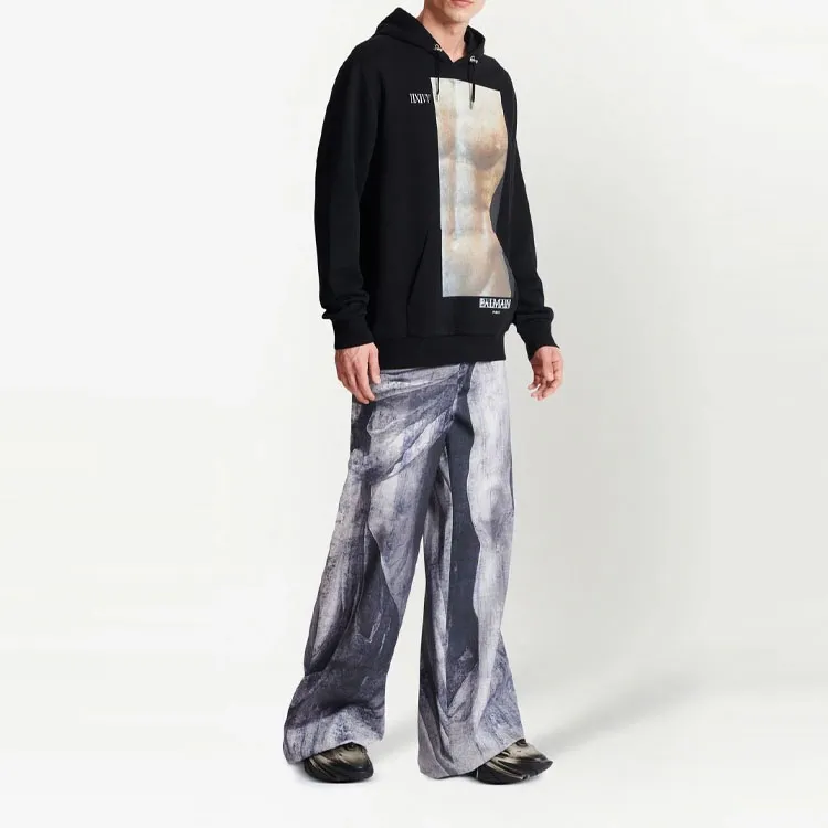 BALMAIN Graphic Printed Drawstring Hoodie-3