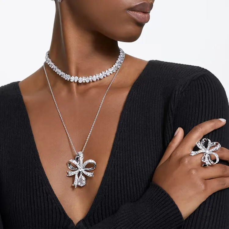 Swarovski Volta Bow-pendant Long Necklace-4