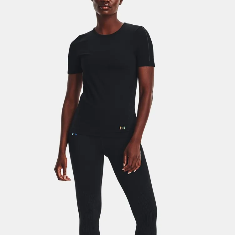 Under Armour RUSH Set in Sleeve T Shirt Women's Black-4