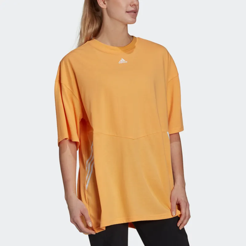 Adidas Drop Shoulder Sleeve T Shirt Women's Orange-1
