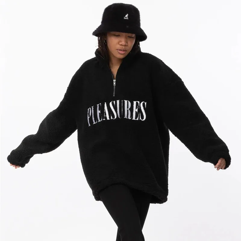 PLEASURES Sherpa Prayer Quarter Zip Jacket-1