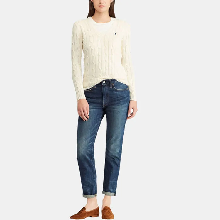 Polo Ralph Lauren Kimberly Cable Knitted V Neck Jumper-4