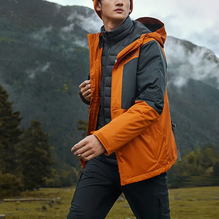 Columbia Windbreaker Jackets Men Black Orange-2