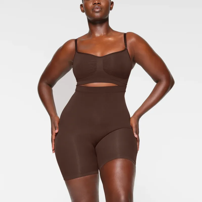 SKIMS SEAMLESS SCULPT MID THIGH SHORT Underpants Women's Espresso/Coffee-1