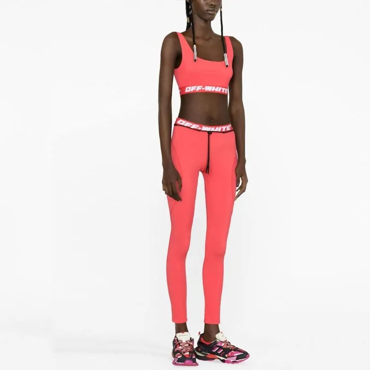 OFF WHITE Logo Tape Performance Leggings Light Red-3