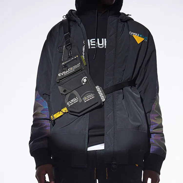 EVISU Fabric Sling Bag Men's Black-2