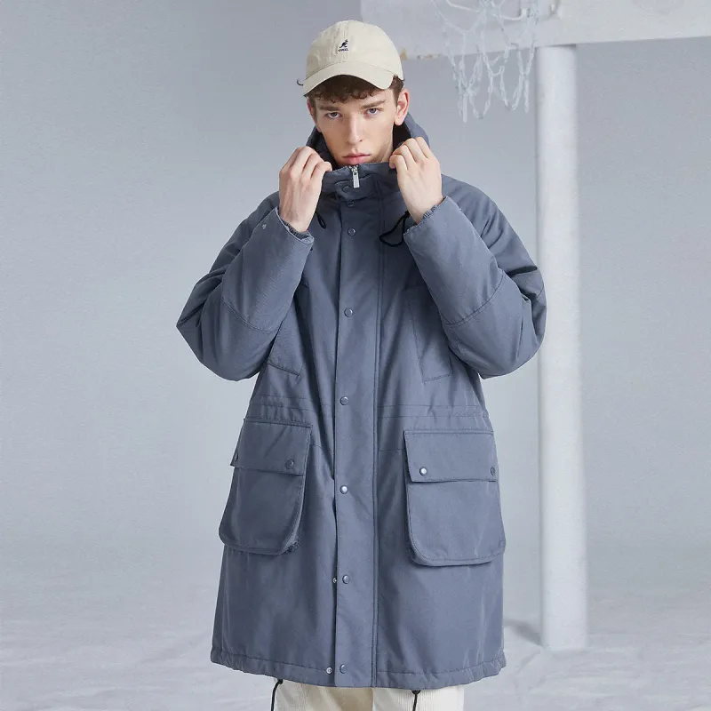 Lilbetter Solid Color Hooded Loose Fit Thickened Long Puffer Jacket Men's-2