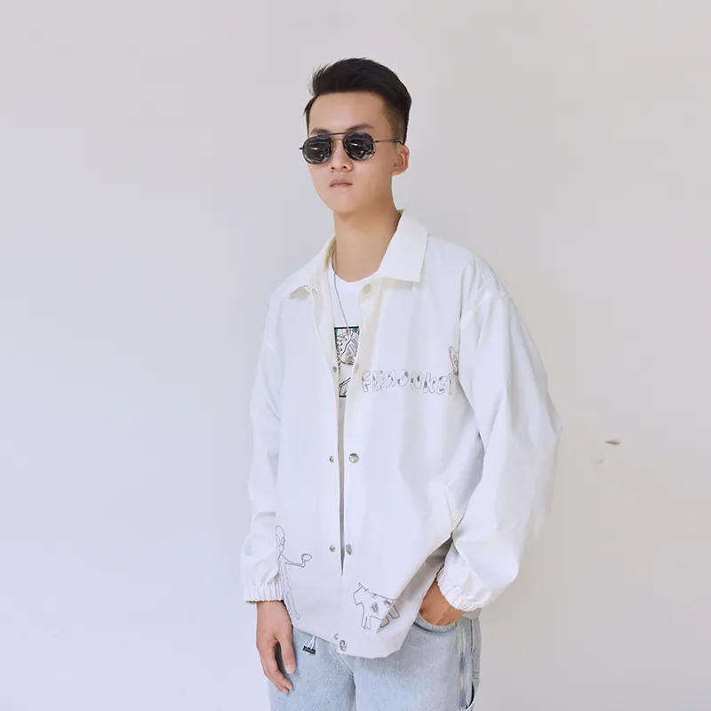 FireMonkey Loose Fit Jacket Unisex White-5