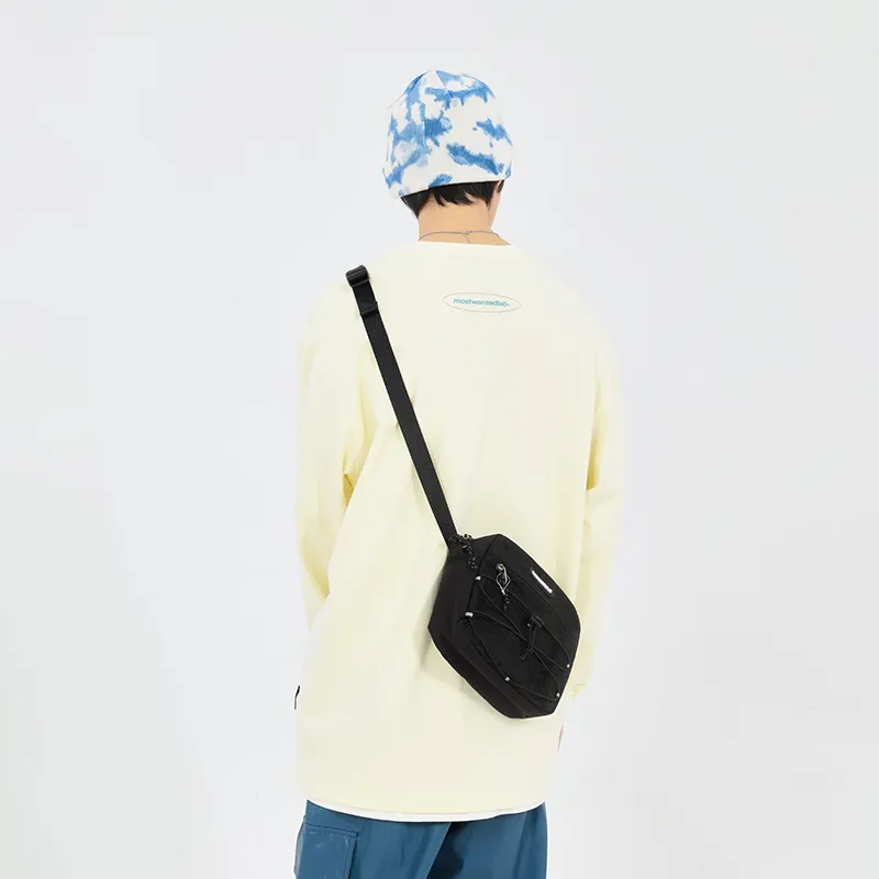 MostwantedLab Polyester Shoulder Bag, Crossbody Bag Small Size Unisex Black-3