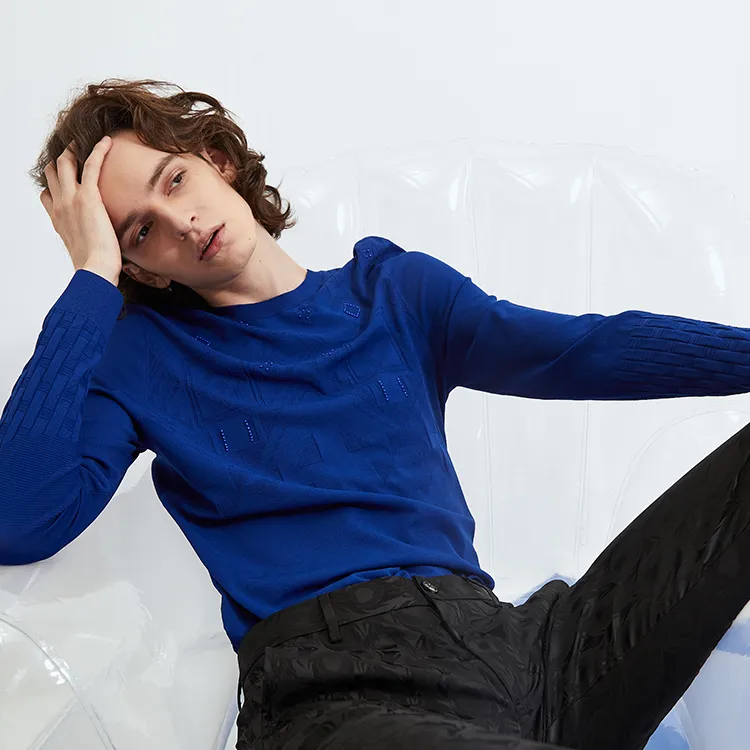 DAVID NAMAN Sweaters Men Royal Blue-5