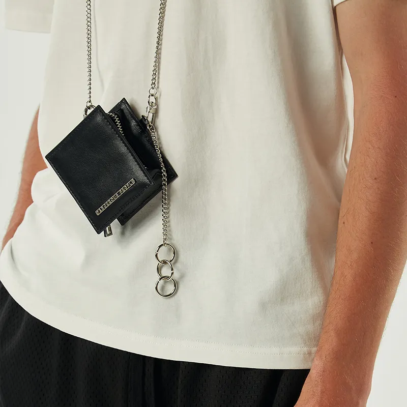 DANGEROUSPEOPLE Leather Small Square Bag Crossbody Bags Mini Unisex Silver/Black-4