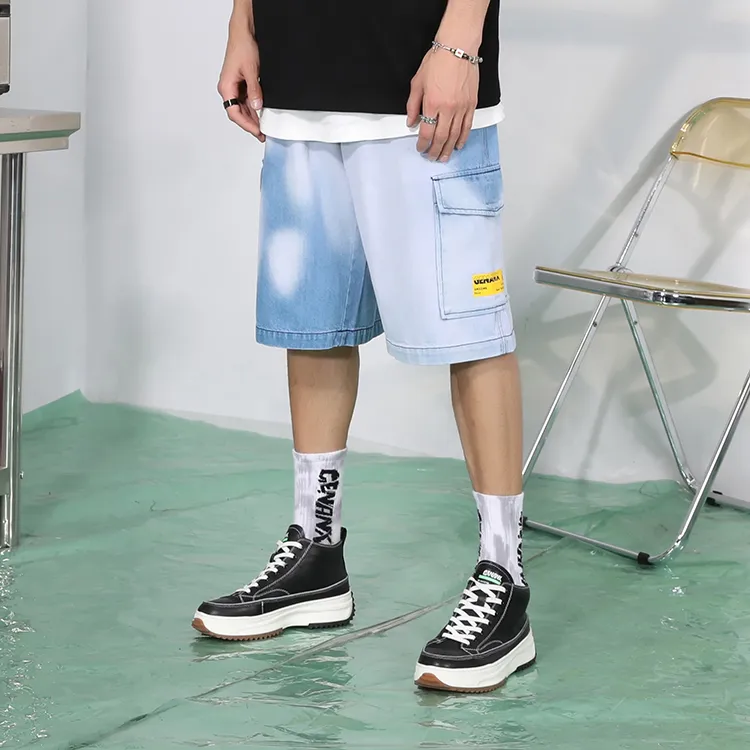 GENANX Loose Fit Shorts Unisex Denim Blue-4