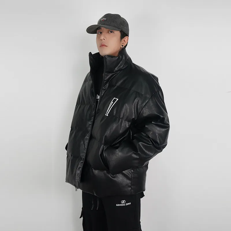 PCMY x Genesiszero Solid Color Letters Stand Collar Loose Fit Puffer Jacket Unisex-4