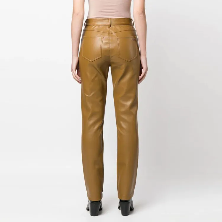 DIESEL Leather effect Straight leg Trousers-2