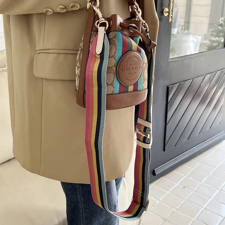 Luxury Care Artisan Workshop Canvas Bucket Bag Straps Women's Multicolor-6