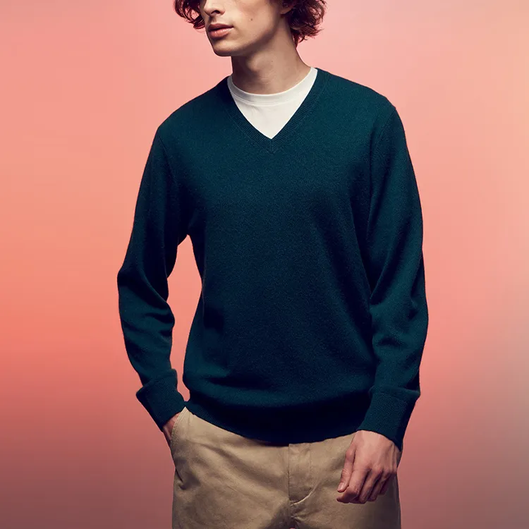 UNIQLO Cashmere Sweaters Men Dark Green-1
