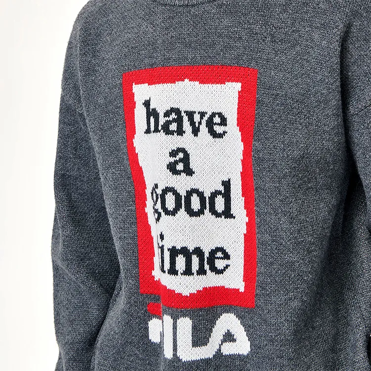 FILA Have A Good Time Collection Sweaters Unisex Ink Cloud Flower Gray-5