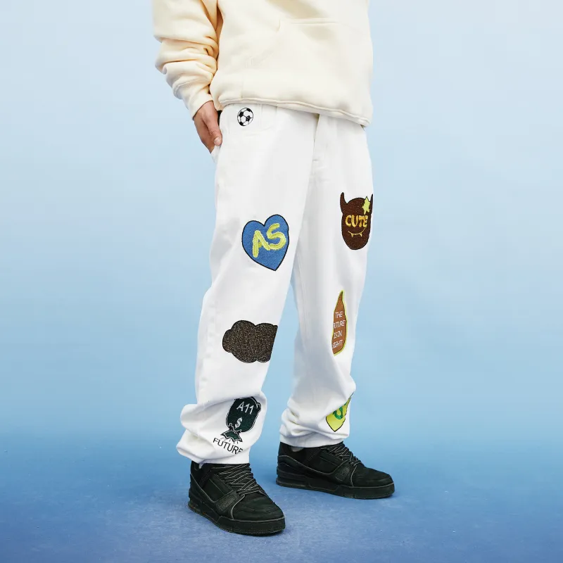 A11SLAVE Straight Moderate Jeans Unisex White-6