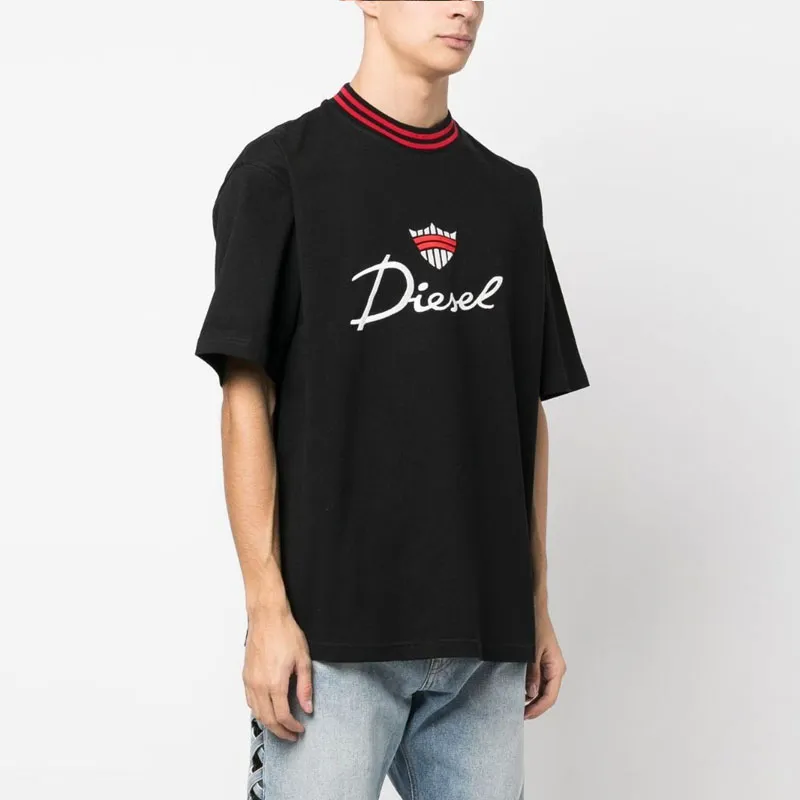 DIESEL Logo embroidered Cotton T shirt-3