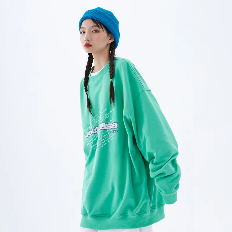 F426 Crew Neck Loose Fit Regular Sweatshirt Unisex Fruit Green-4