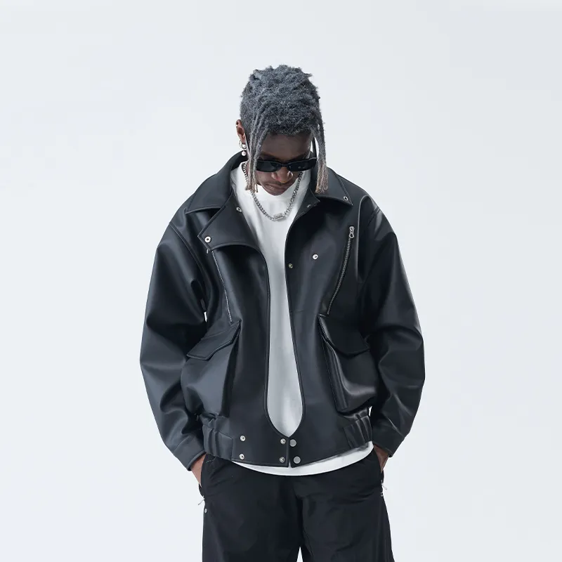 HARSH AND CRUEL Leather Jackets Unisex Black-5
