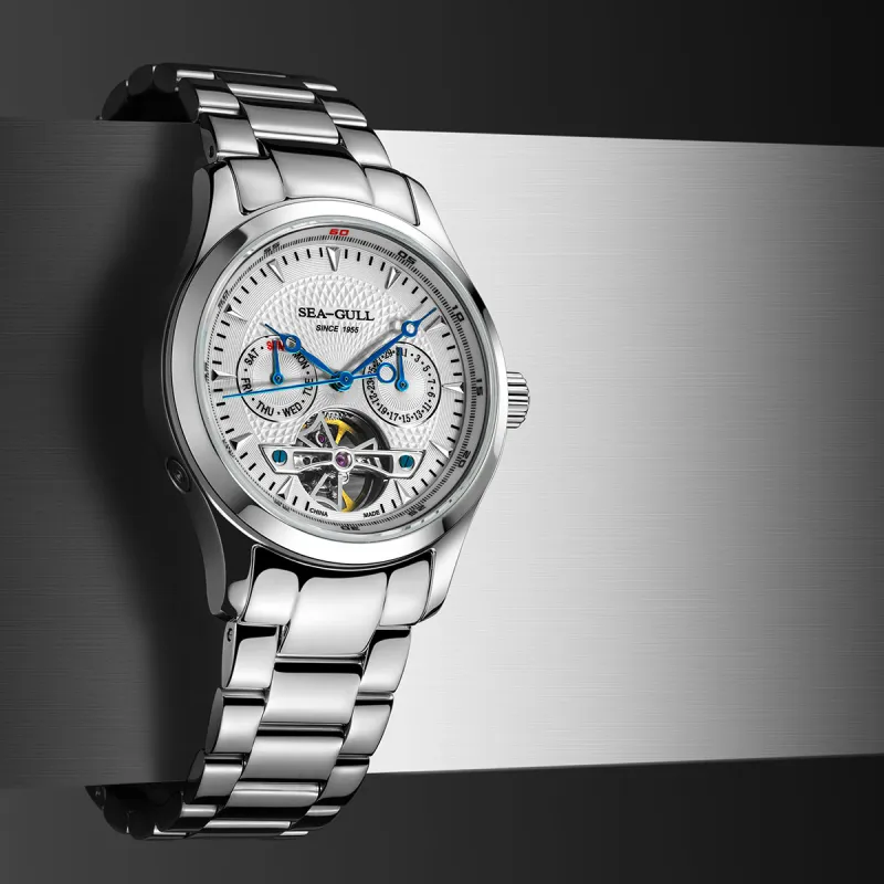 Sea Gull Masterpiece Collection Automatic Mechanical Movement Steel Strap Watch Men's Watches Silver Dial-3