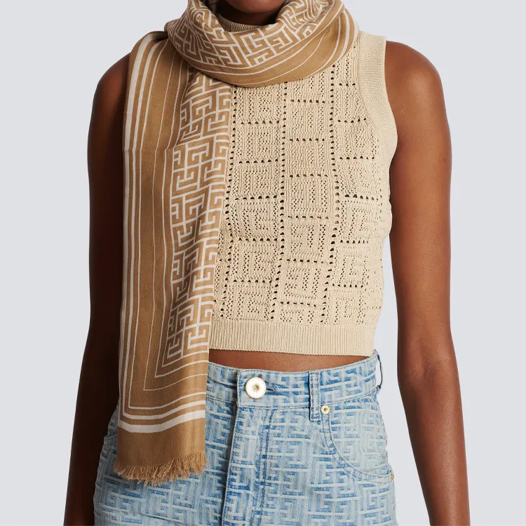 BALMAIN Knit Scarf Women's Brown-1