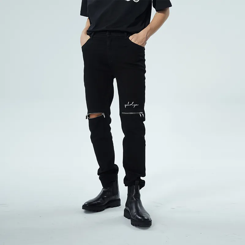 YLDP Straight Jeans Unisex Black-2