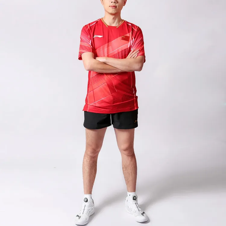 LiNing Table Tennis Series T Shirt Men's Cherry Total Crimson-3