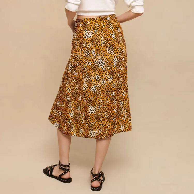 Maje Casual Long Skirts Women's Leopard Print-2