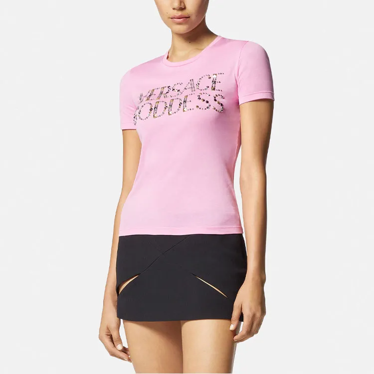 VERSACE Logo Embellished Crewneck T Shirt-3