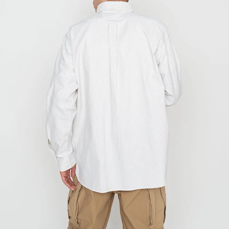 Nanamica SS23 Button Down Stripe Wind Shirt Logo Shirt Men's-5