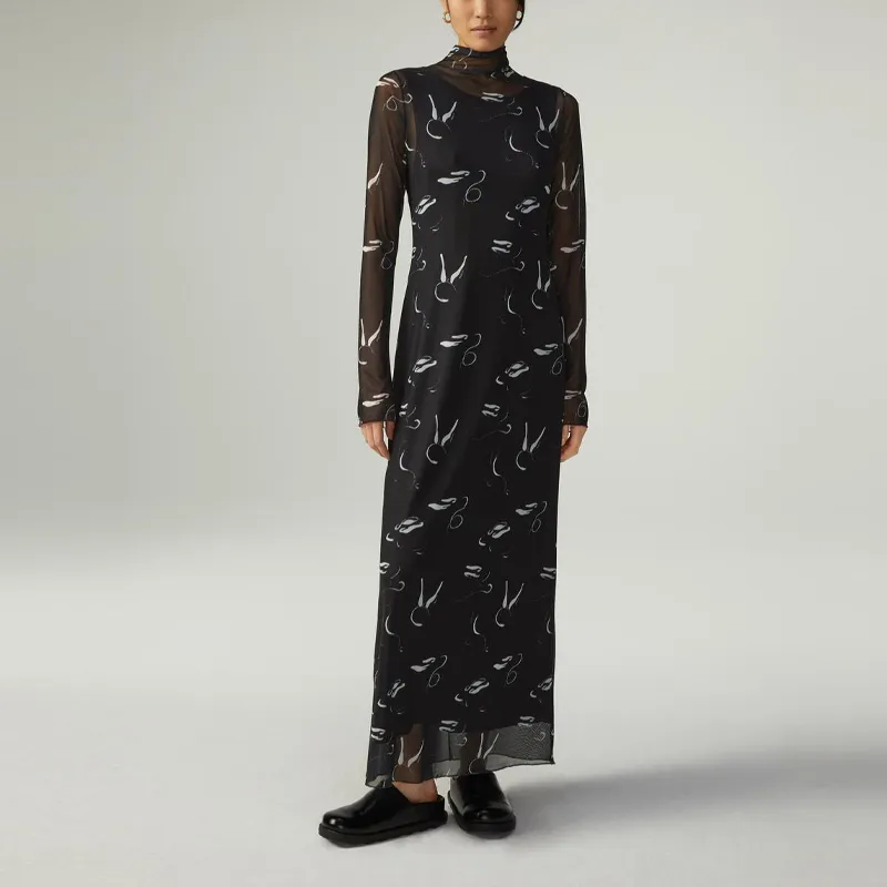 ZARA Long-Sleeved Dresses Women's Black-2