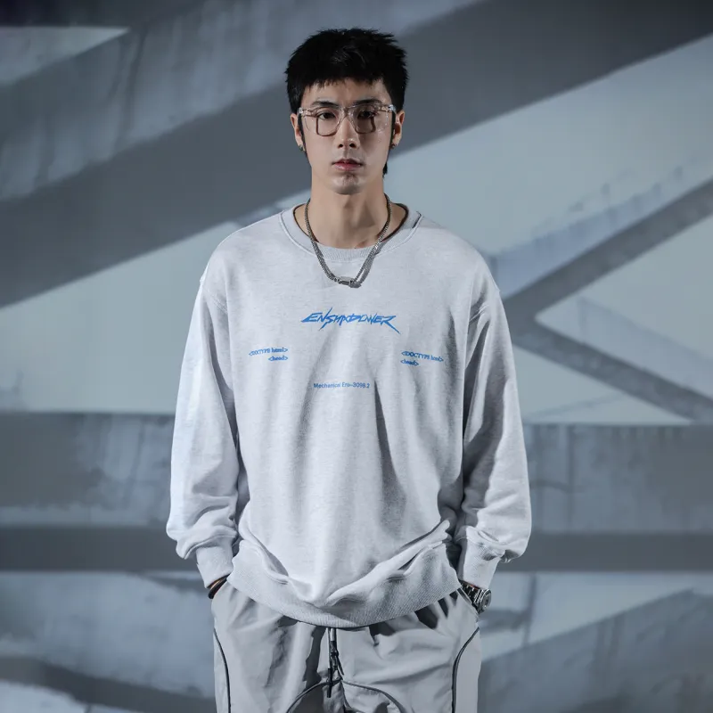 ENSHADOWER Crew Neck Loose Fit Regular Sweatshirt Unisex Gray-3