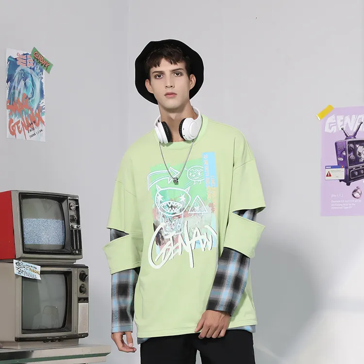 GENANX Crew Neck Loose Fit Regular Sweatshirt Unisex Green-4