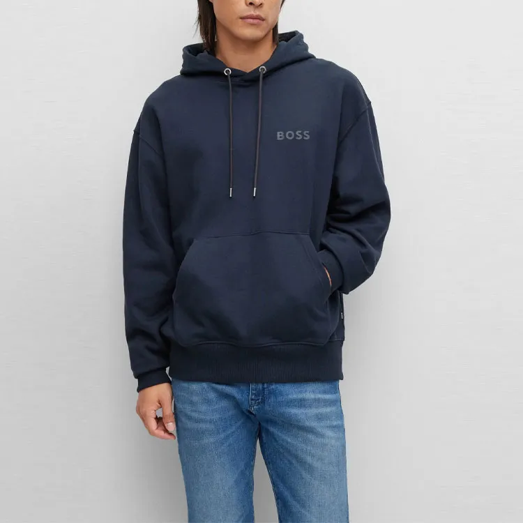 HUGO BOSS Logo Printed Drawstring Hoodie-2